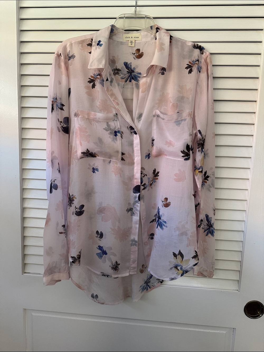 cloth & stone Pale Pink Floral Sheer Button-Down Shirt